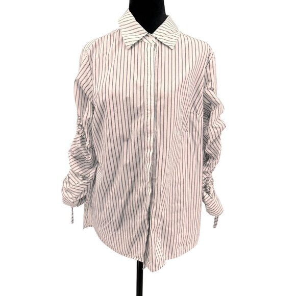 Cabi Button Up Shirt Womens M Striped Long Sleeve Menswear Oversized Old‎ Money - Picture 1 of 7